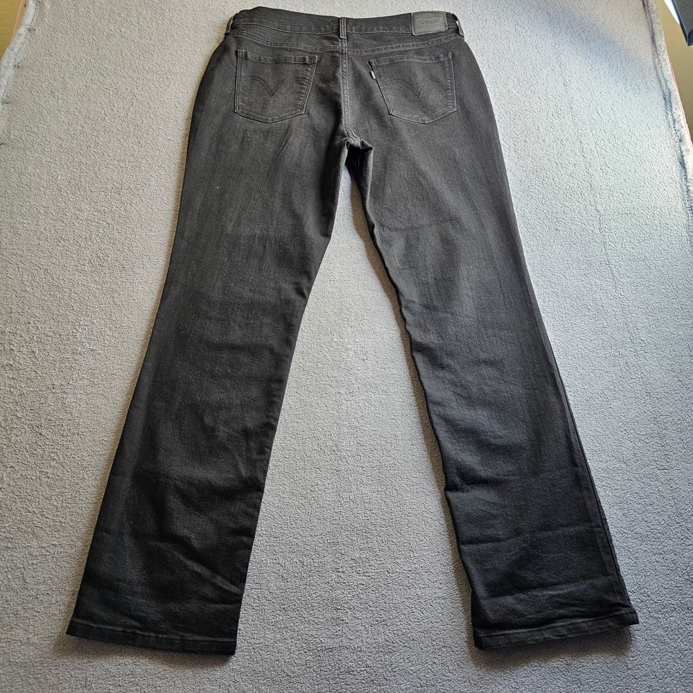 Levis 505 Straight Leg Jeans Womens 12 Black Denim Stretch Mid Rise Dark Wash - Picture 2 of 14
